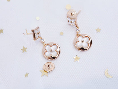 [Rose Tomorrow]STAR AND SUN PINK GOLD MOP DROP EARRINGS