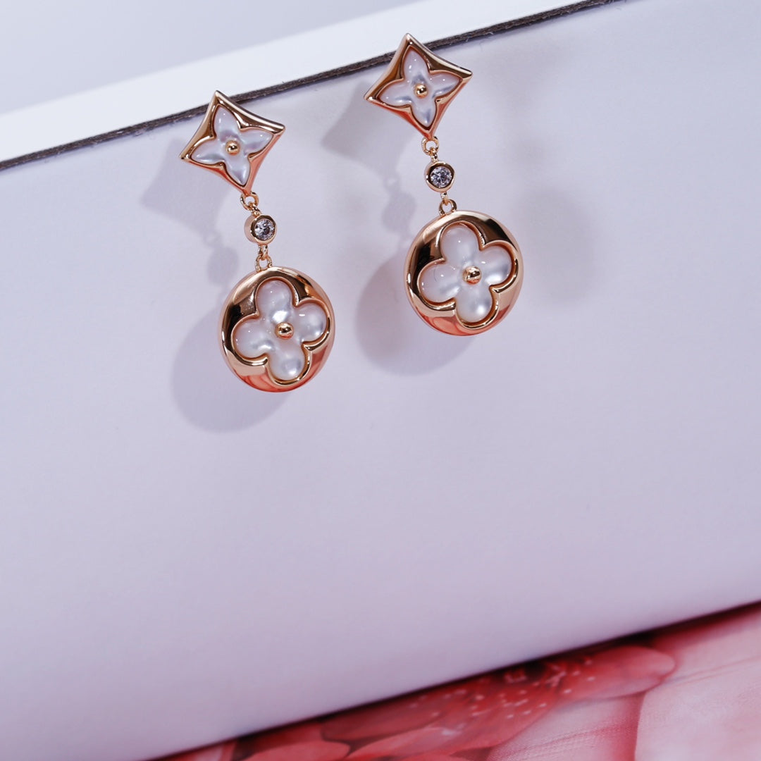 [Rose Tomorrow]STAR AND SUN PINK GOLD MOP DROP EARRINGS