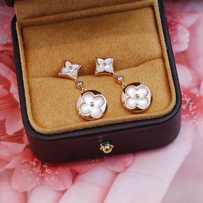 [Rose Tomorrow]STAR AND SUN PINK GOLD MOP DROP EARRINGS