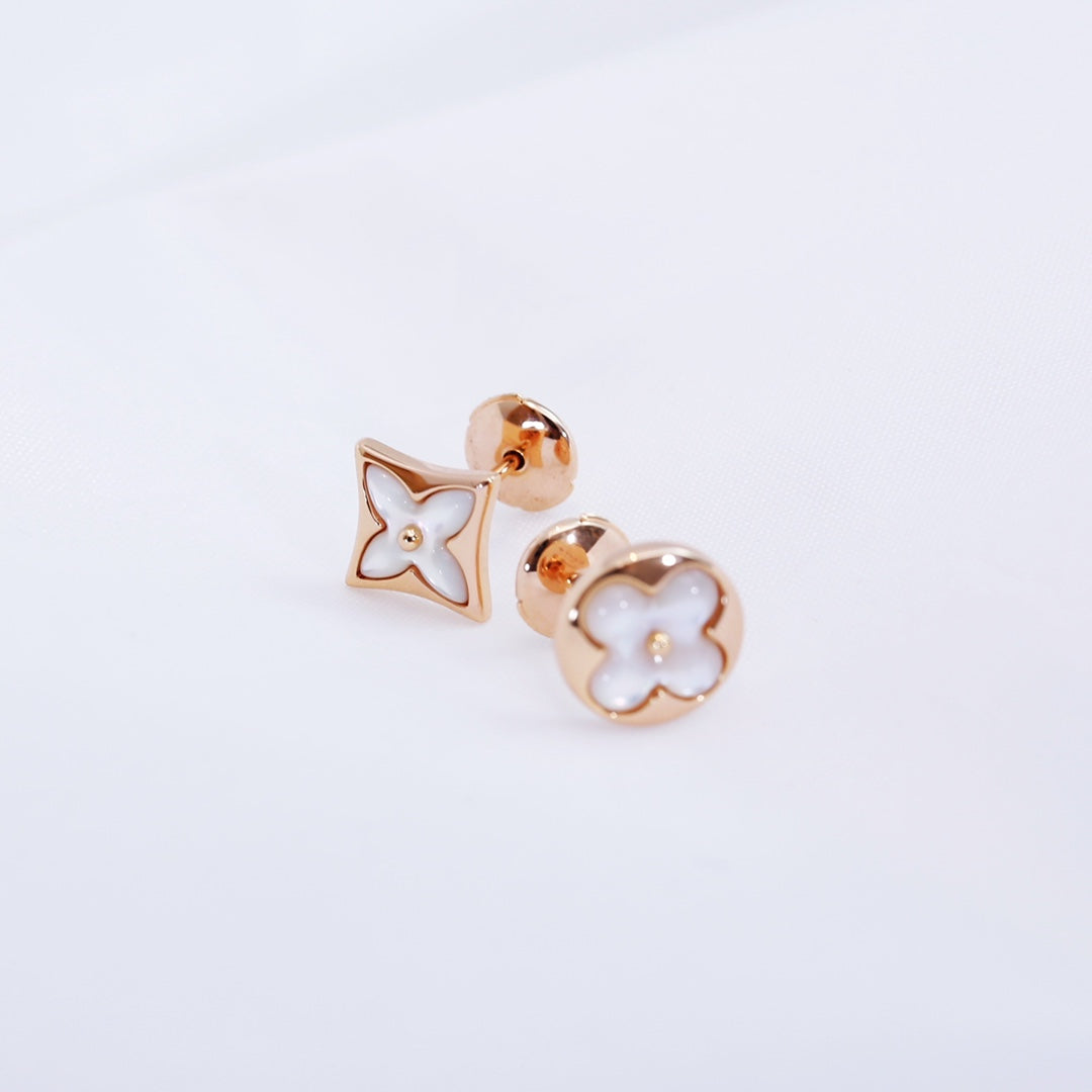 [Rose Tomorrow]STAR AND SUN PINK GOLD MOP STUD EARRINGS