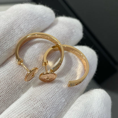 [Rose Tomorrow]LOVE DIAMOND PINK GOLD HOOP EARRINGS