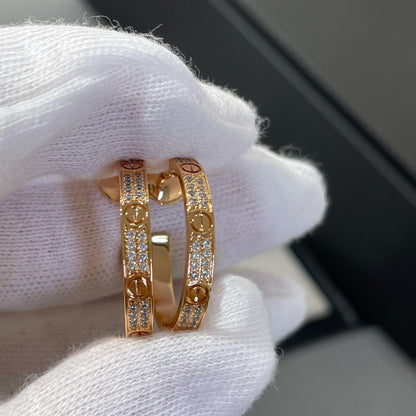 [Rose Tomorrow]LOVE DIAMOND PINK GOLD HOOP EARRINGS