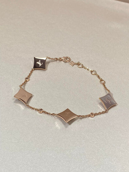 [Rose Tomorrow]STAR 4 MOTIF MOP DIAMOND PINK GOLD BRACELET