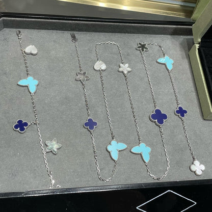 [Rose Tomorrow]LUCKY CLOVER SILVER 11 MOTIF NECKLACE