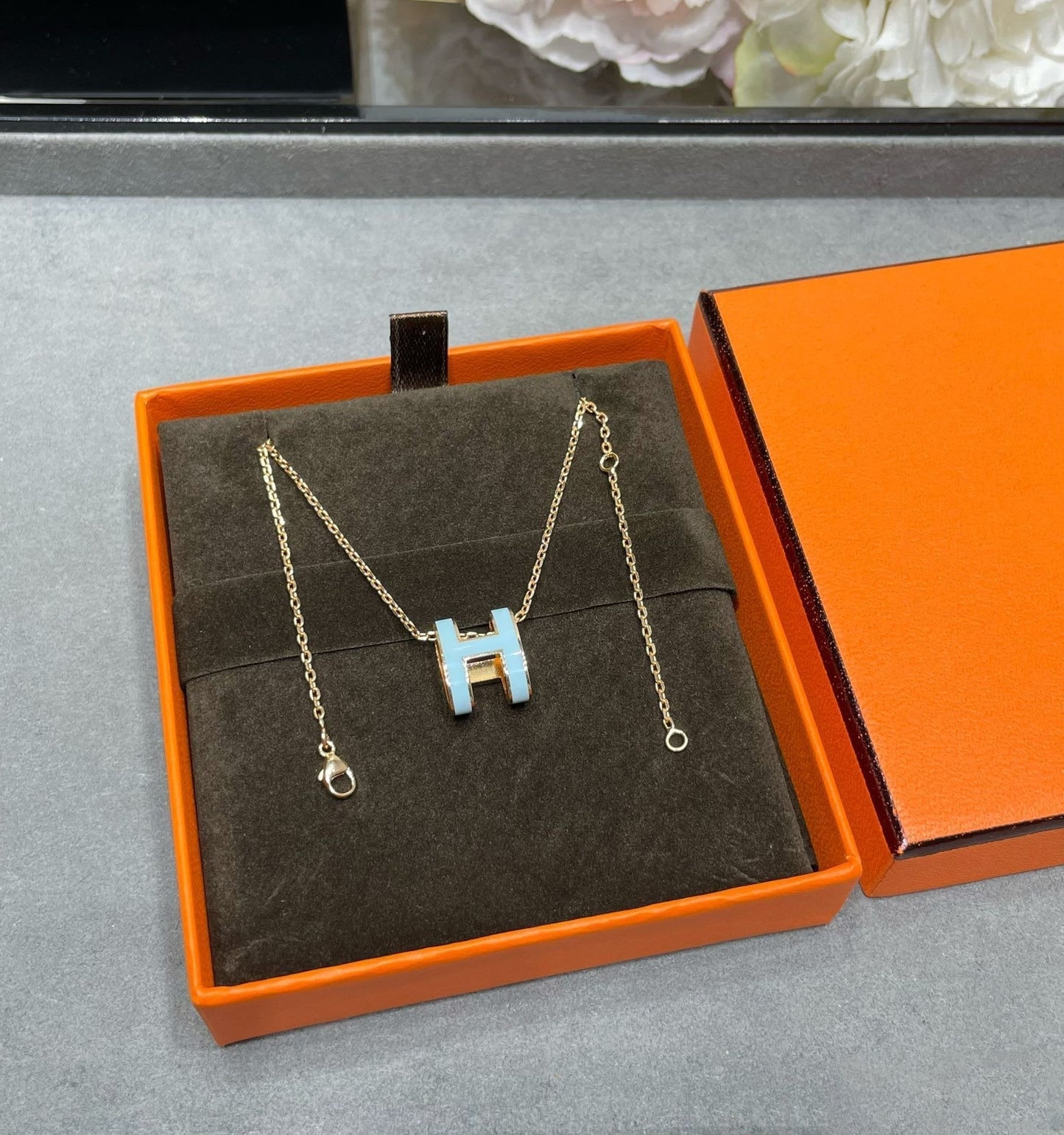 [Rose Tomorrow]POP H SKY BLUE NECKLACE