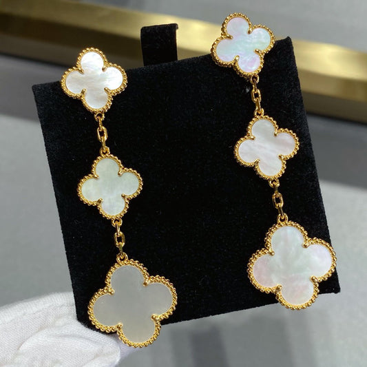 [Rose Tomorrow]CLOVER MOP 3 MOTIFS GOLD EARRINGS