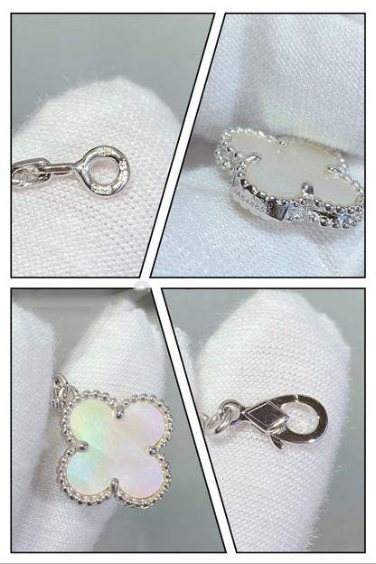 [Rose Tomorrow]CLOVER 5 MOTIF WHITE MOP SILVER BRACELET