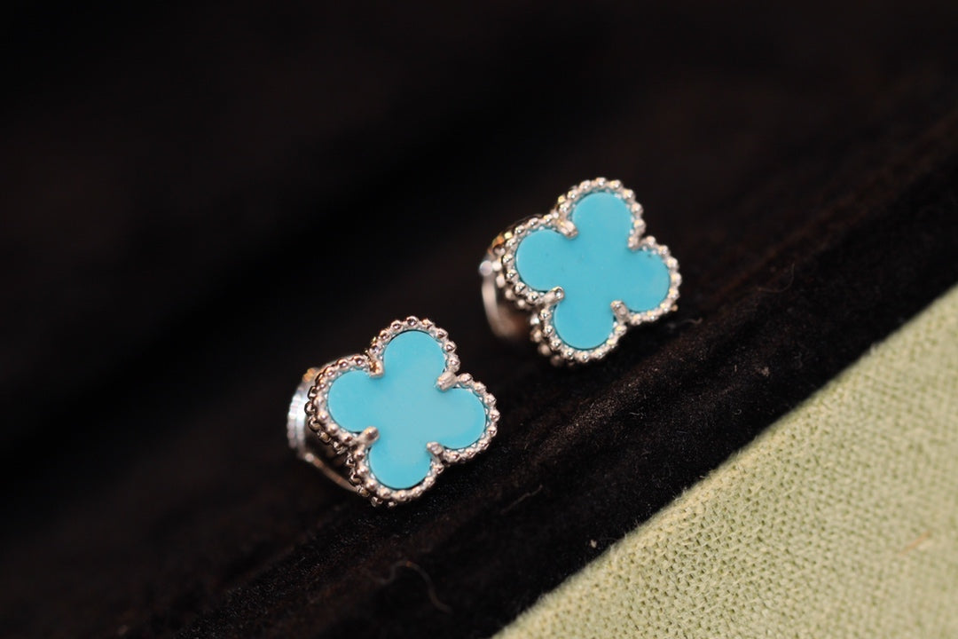 [Rose Tomorrow]CLOVER MINI TURQUOISE SILVER STUD EARRINGS