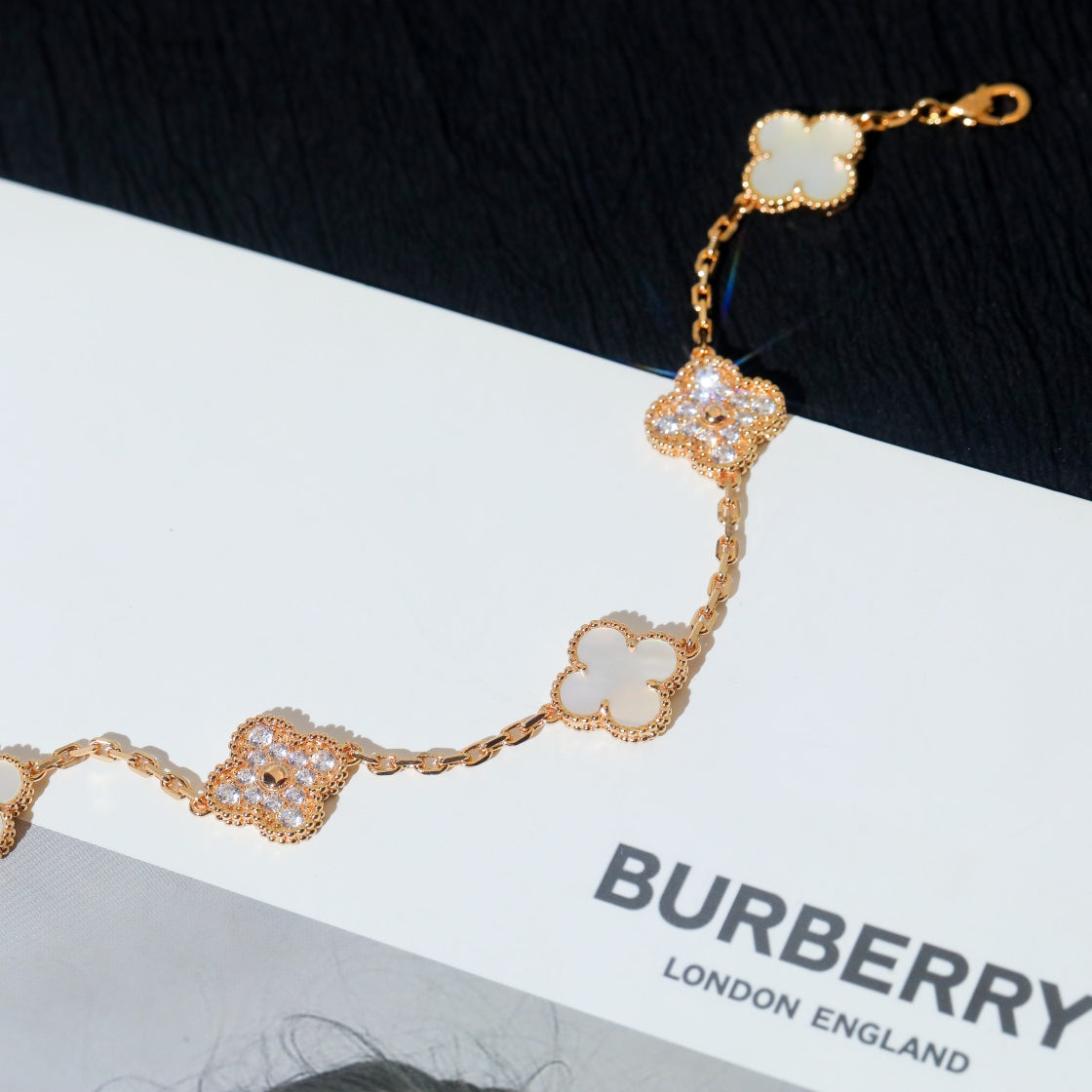[💎ROSE💎]CLOVER BRACELET 5 MOTIF WHITE MOP DIAMOND