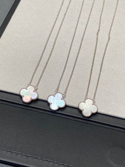 [Rose Tomorrow]CLOVER MEDIUM SILVER WHITE MOP NECKLACE