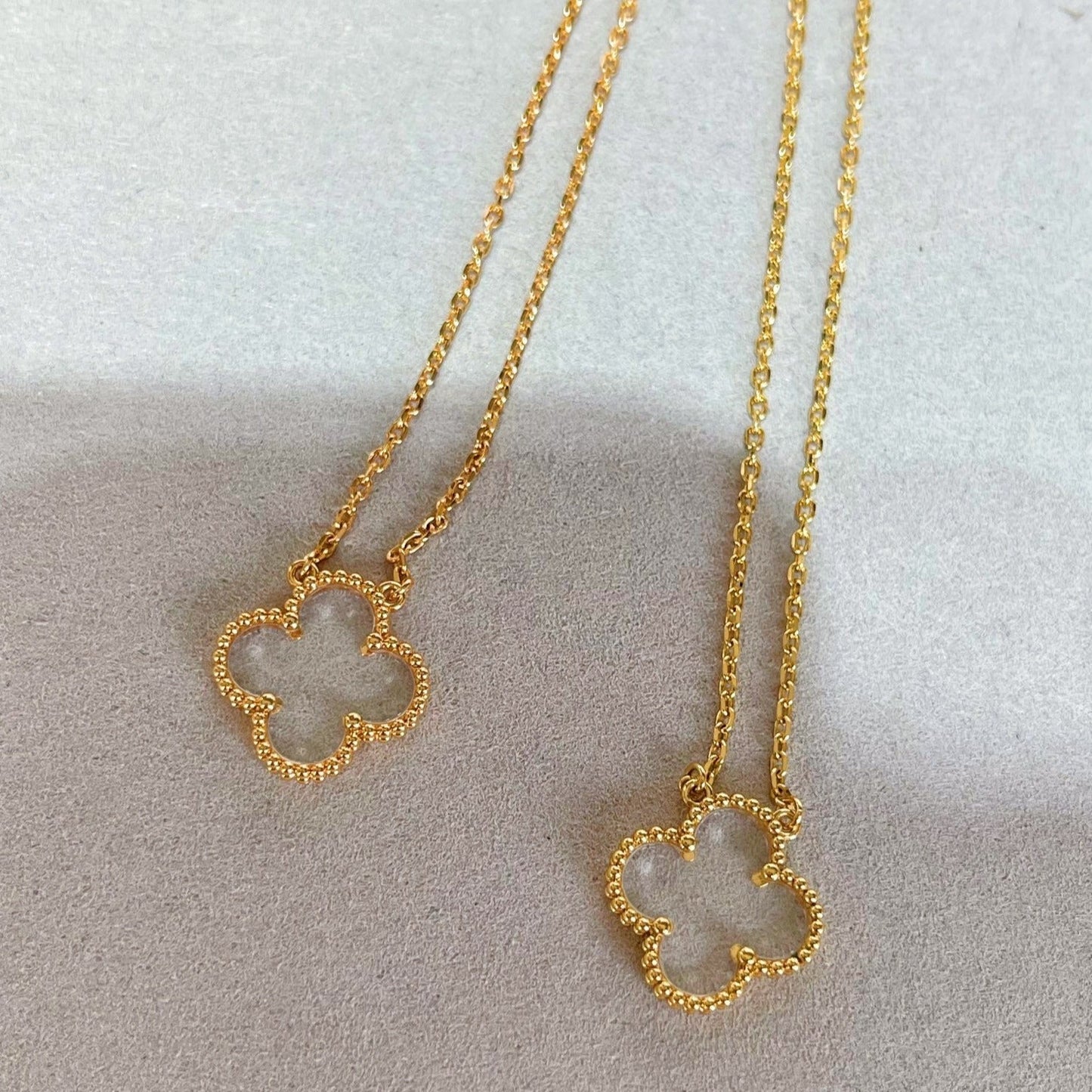 [Rose Tomorrow]CLOVER ROCK CRYSTAL ROSE GOLD NECKLACE