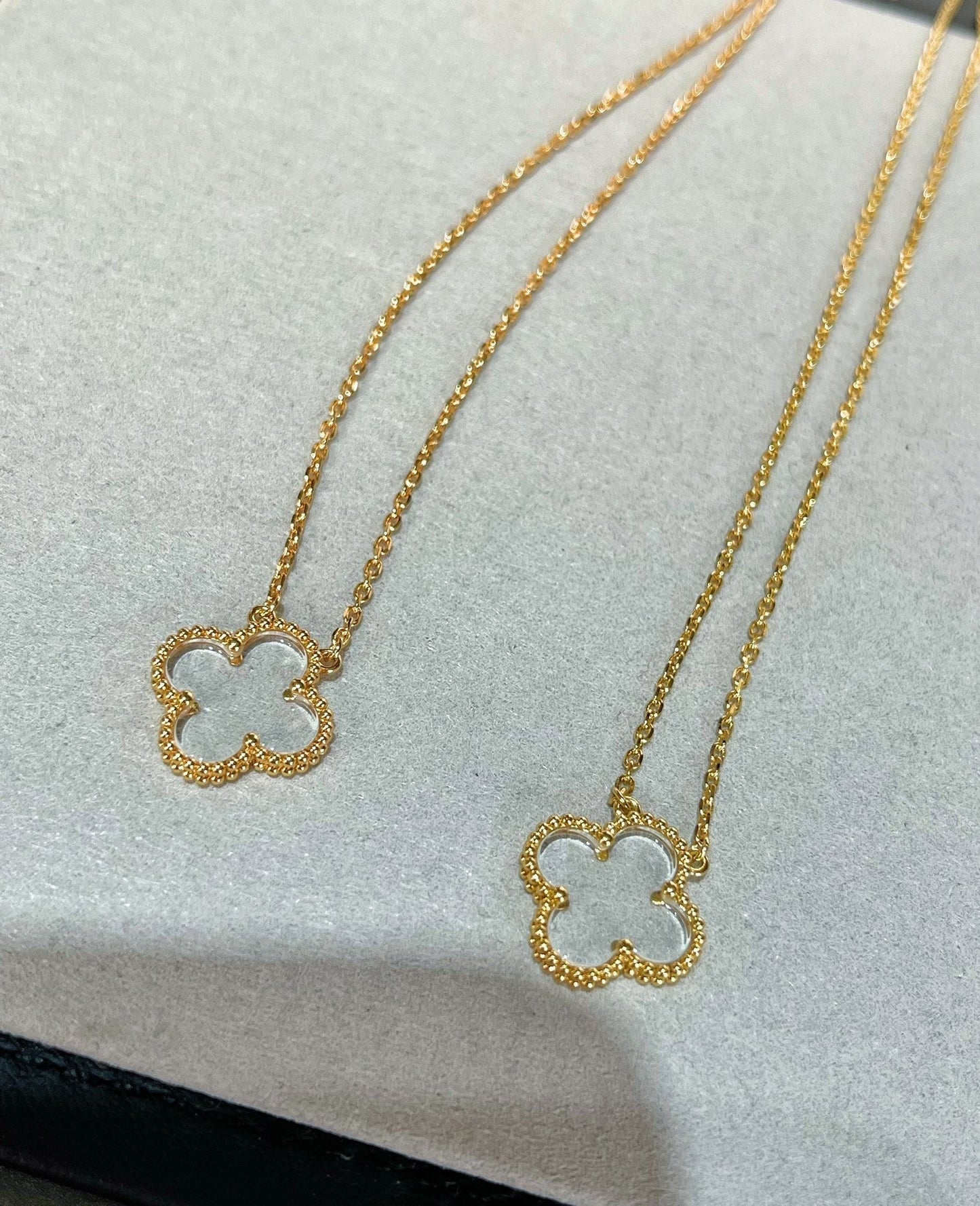 [Rose Tomorrow]CLOVER ROCK CRYSTAL ROSE GOLD NECKLACE