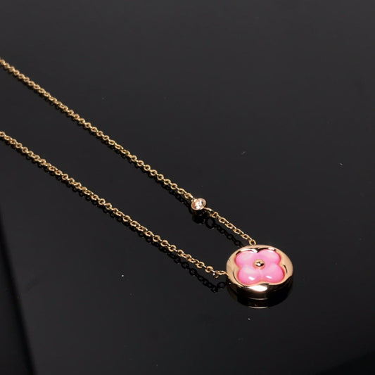 [Rose Tomorrow] COLOR BLOSSOM PINK MOP SUN GOLD NECKLACE