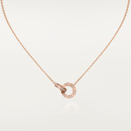 [Rose Tomorrow]LOVE 7.6MM NECKLACE ROSE GOLD AND SILVER  FULL DIAMOND