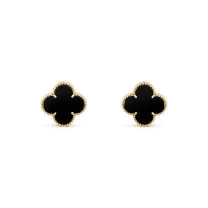 [💎ROSE💎]CLOVER MEDIUM 1 MOTIFS  ONYX STUD EARRINGS
