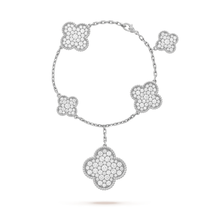 [Rose Tomorrow]CLOVER 6 MOTIFS SILVER DIAMOND BRACELET