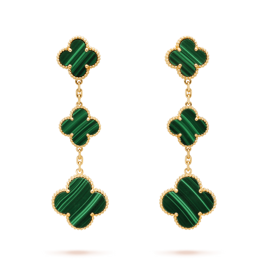 [Rose Tomorrow]CLOVER MALACHITE 3 MOTIFS GOLD