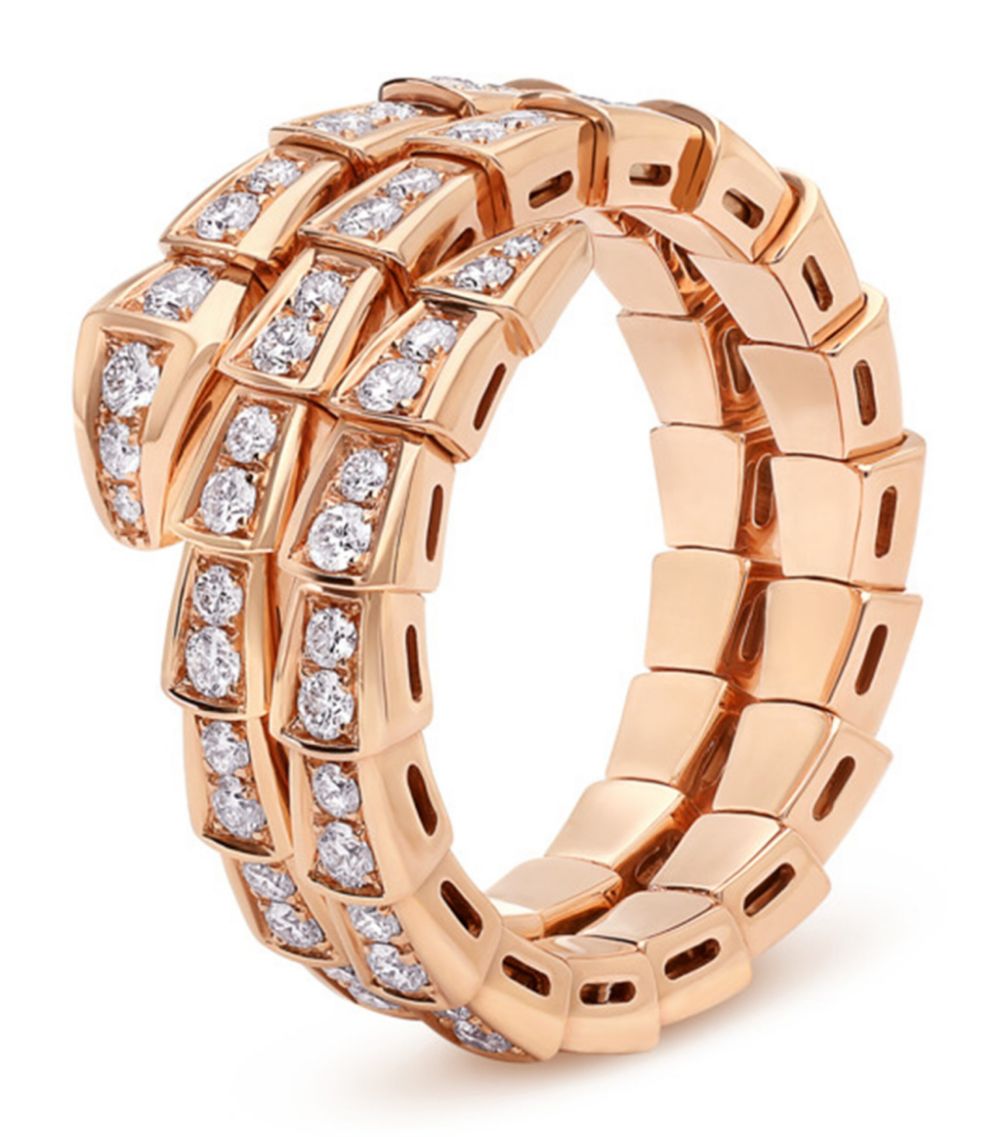 [Rose Tomorrow]SERPENTI RING PINK GOLD DIAMOND DOUBLE ROW