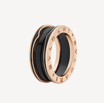 [Rose Tomorrow]ZERO 1 TWO-BAND WITH MATTE BLACK CERAMIC PINK GOLD RING