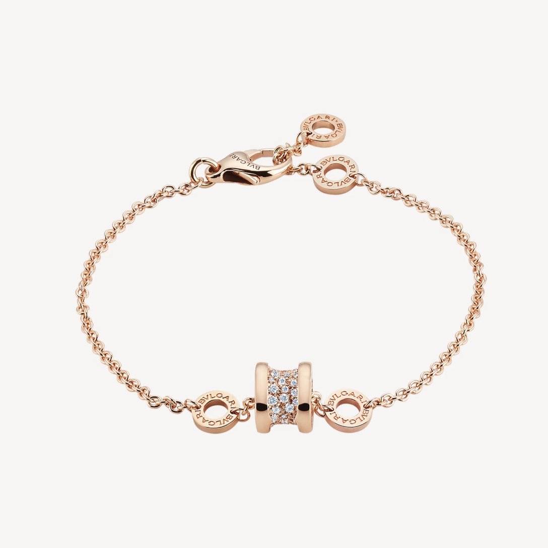 [Rose Tomorrow]ZERO 1 SOFT PINK GOLD WITH PAVED DIAMONDS ON THE SPIRAL BRACELET