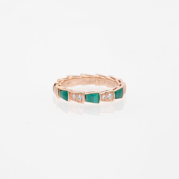 [Rose Tomorrow]SERPENTI RING PINK GOLD MALACHITE DIAMOND 3MM