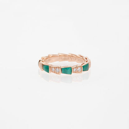 [Rose Tomorrow]SERPENTI RING PINK GOLD MALACHITE DIAMOND 3MM