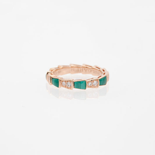 [Rose Tomorrow]SERPENTI RING PINK GOLD MALACHITE DIAMOND 3MM