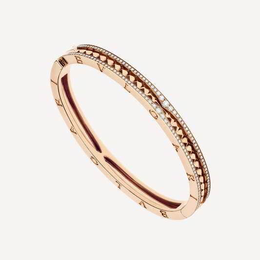 [Rose Tomorrow]ZERO 1 SPIRAL AND PAVED DIAMOND PINK GOLD BRACELET