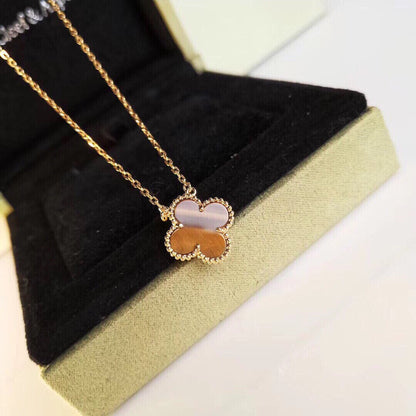 [💎ROSE💎]CLOVER 25MM GOLD TIGER'S EYE  BIG CLOVER NECKLACE
