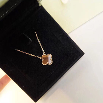 [💎ROSE💎]CLOVER 25MM GOLD TIGER'S EYE  BIG CLOVER NECKLACE