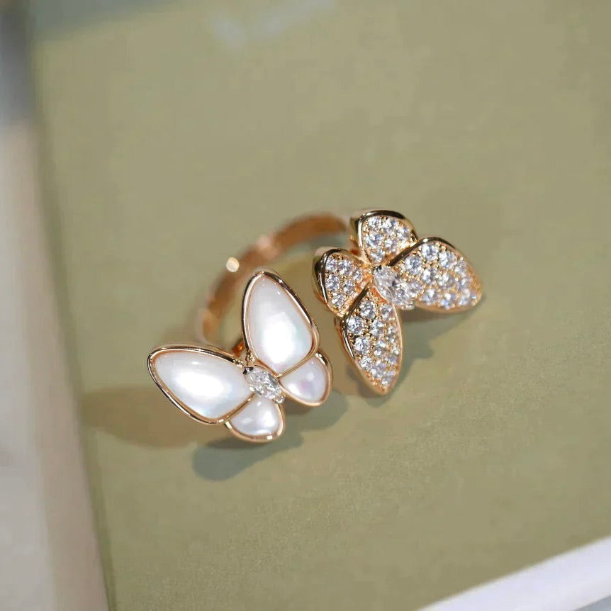 [Rose Tomorrow]TWIN BUTTERFLY DIAMOND MOP RING