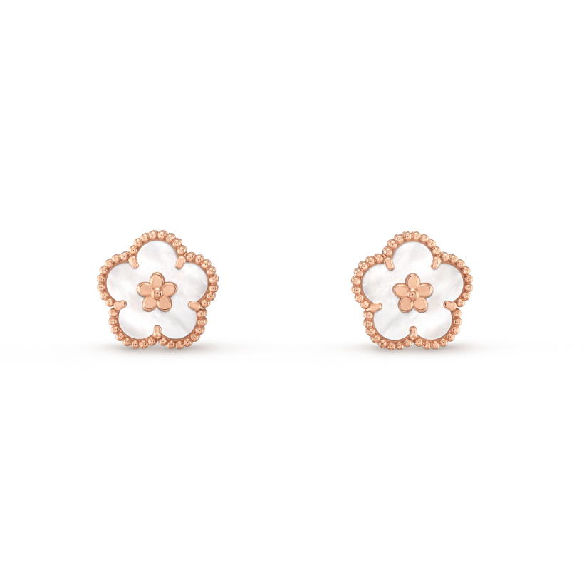 [Rose Tomorrow]LUCKY PINK GOLD WHITE MOP EARRINGS