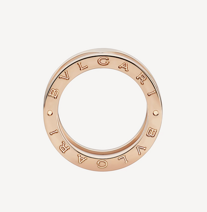 [Rose Tomorrow]ZERO 1 TWO-BAND LOOPS AND WHITE CERAMIC SPIRAL PINK GOLD RING