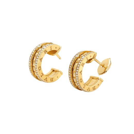 [Rose Tomorrow]ZERO 1 ROCK GOLD EARRINGS WITH STUDDED SPIRAL AND PAVED DIAMONDS