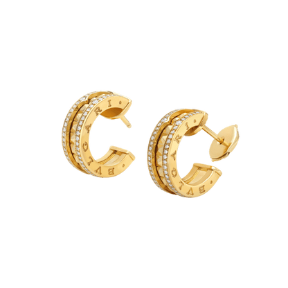 [Rose Tomorrow]ZERO 1 ROCK GOLD EARRINGS WITH STUDDED SPIRAL AND PAVED DIAMONDS