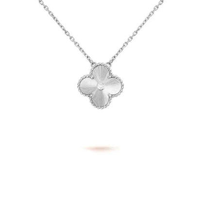 [Rose Tomorrow]CLOVER  15MM DIAMOND LASER NECKLACE SILVER