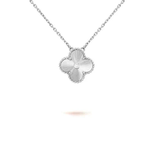 [Rose Tomorrow]CLOVER  15MM DIAMOND LASER NECKLACE SILVER