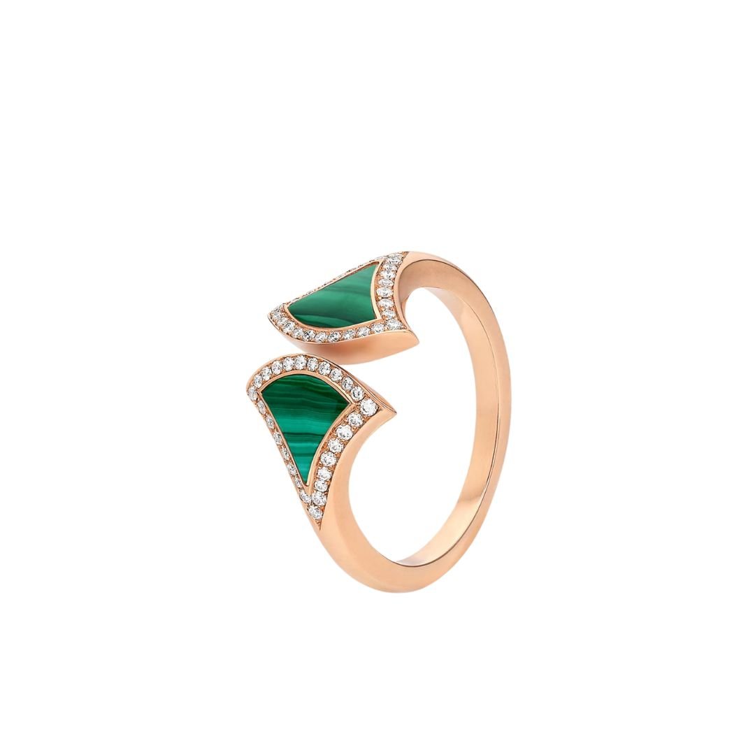 [Rose Tomorrow]DREAM MALACHITE DIAMOND OPEN RING