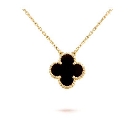 [Rose Tomorrow]CLOVER 15MM BLACK ONYX SINGLE FLOWER NECKLACE