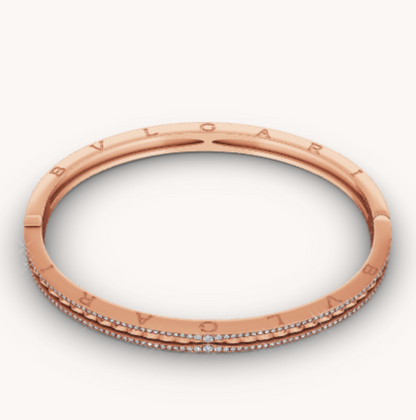 [Rose Tomorrow]ZERO 1 SPIRAL AND PAVED DIAMOND PINK GOLD BRACELET