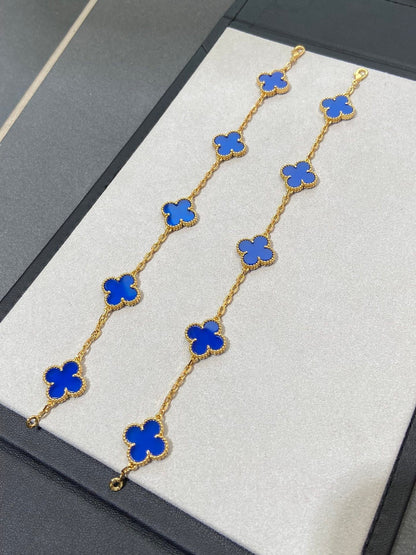 []CLOVER 5 MOTIFS PRUSSIA BLUE BRACELET