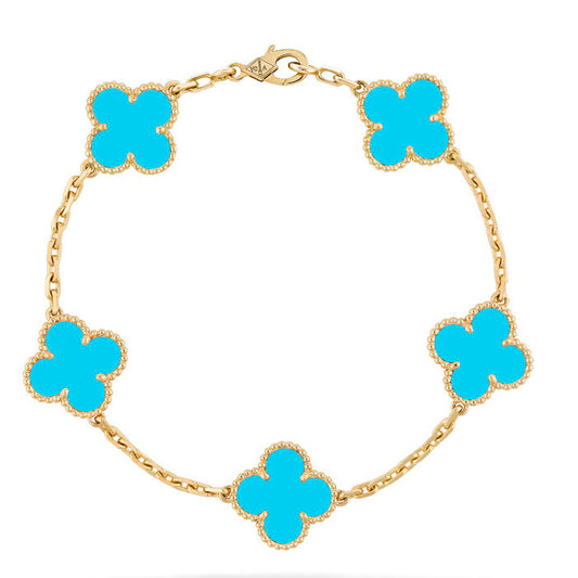 [Rose Tomorrow]CLOVER 5 MOTIFS TURQUOISE BRACELET