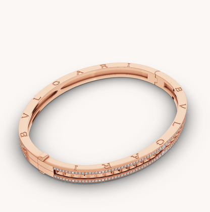 [Rose Tomorrow]ZERO 1 SPIRAL AND PAVED DIAMOND PINK GOLD BRACELET