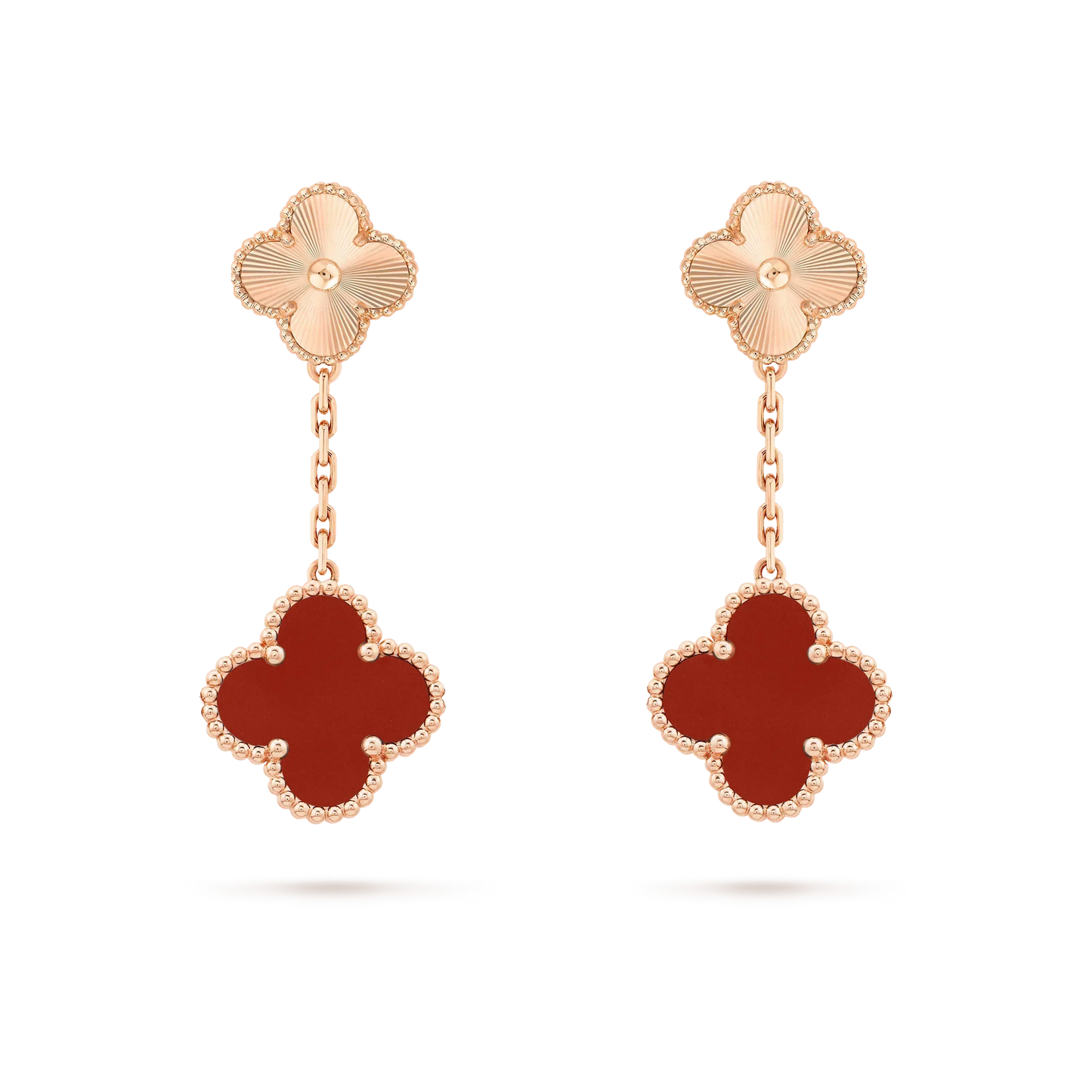 [Rose Tomorrow]CLOVER 2 MOTIF  LASER CARNELIAN EARRINGS