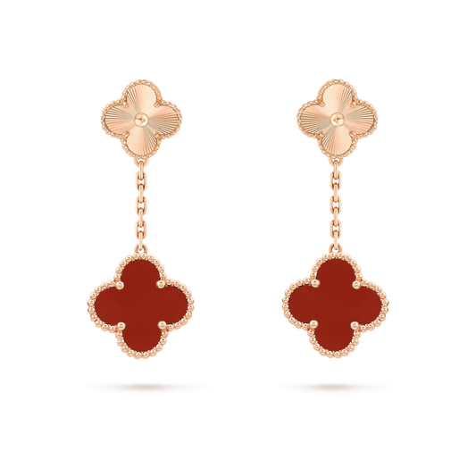 [Rose Tomorrow]CLOVER 2 MOTIF  LASER CARNELIAN EARRINGS