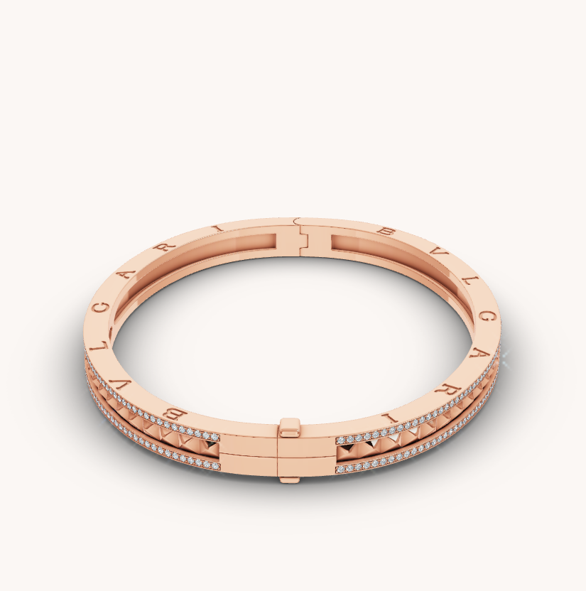 [Rose Tomorrow]ZERO 1 SPIRAL AND PAVED DIAMOND PINK GOLD BRACELET