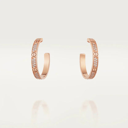 [Rose Tomorrow]LOVE DIAMOND PINK GOLD HOOP EARRINGS