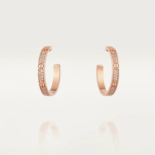 [Rose Tomorrow]LOVE DIAMOND PINK GOLD HOOP EARRINGS