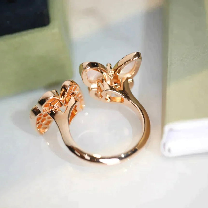 [Rose Tomorrow]TWIN BUTTERFLY DIAMOND MOP RING