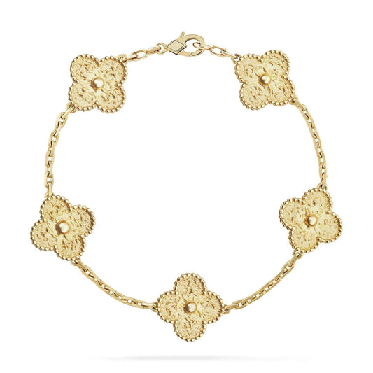 [💎ROSE💎]CLOVER 5 MOTIFS BRONZING BRACELET